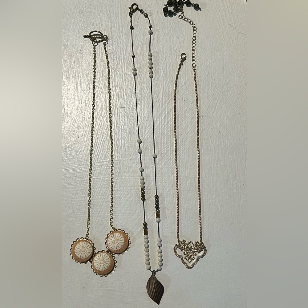 Lot of 3 boho gold necklaces